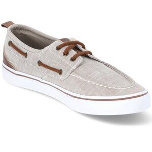 New Men's George Canvas Boat Shoes Size 10 Light Brown/White